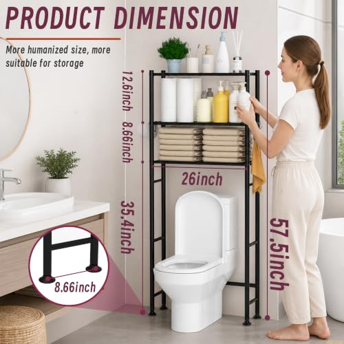 Yutrchey 3-Tier Over Toilet Bathroom Storage Cabinet with Hooks & Paper Holder