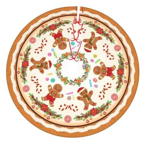Gingerbread Man Christmas Tree 36 Inch Christmas Tree Skirt Carpet Mat Funny Party Soft Cover Mat Decor Supplies for Xmas Halloween Decorations Occasion Farmhouse