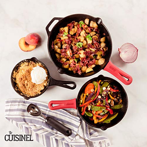 Cuisinel 3-Piece Cast Iron Skillet Set 6, 8 & 10 Inch Pre-Seasoned Frying Pans