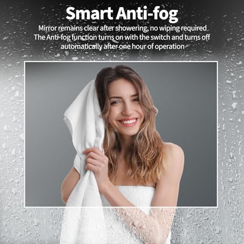 Koonmi 40x30 LED Bathroom Mirror with 3 Light Modes & Defogging