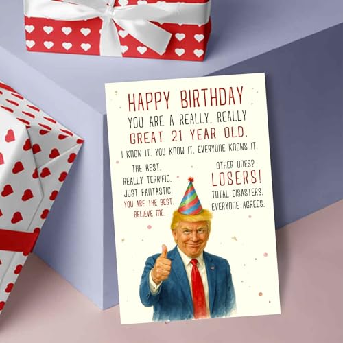 Funny Card for 21 Year Old, 21st Birthday Gifts for Her Him, Cards for Men Women, Birthday Decorations for Christmas, Mothers Day, Gifts for Girl, Daughter, Son, Niece, Nephew, Premium Quality