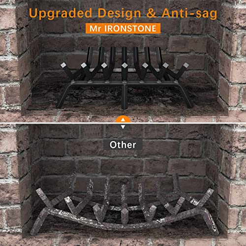 24 Inch Fireplace Grate - Heavy Duty Solid Steel Log Holder for Indoor & Outdoor Fireplaces