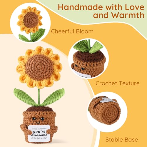 Sunflower Crochet Gift - You're Awesome Inspirational Support for Women, Teacher, Mom, Friend