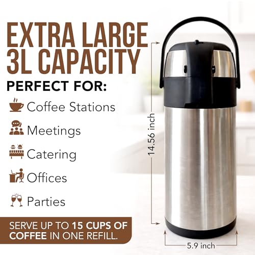 Linda's Essentials 102oz Insulated Stainless Steel Coffee Carafe with Pump