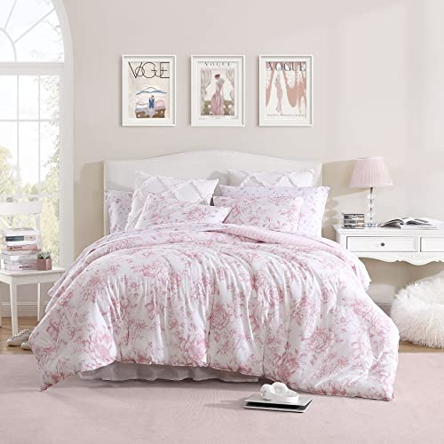 Twin XL Comforter Set with Matching Sham - Delphine Mauve Pink, 100% Cotton