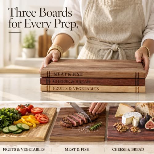 Natural Solid Wood Book-Shaped Cutting Board Set with Stand - Kitchen Organizer