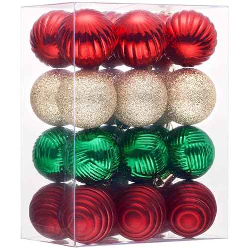 Valery Madelyn 1.6" Small Christmas Ornaments Tree Decorations Set for Fall Halloween, 24ct Red Green Gold Shatterproof Ball Hanging Ornament Bulk for Xmas Holiday Party Decor