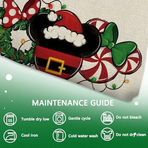 Christmas Lumbar Decorative Throw Pillow Cover 12 x 20, Xmas Peppermint Candy Wreath Rectangle Cushion Case Decor, Winter Funny Holiday Home Decoration for Sofa Couch