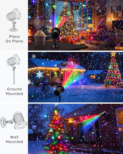 ECOHDT Outdoor Laser Christmas Projector Lights RGB 3 Colors Waterproof Twinkle Stars