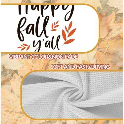 SPBL&L Happy Fall Y'all Kitchen & Bath Towels, Autumn Leaves Hand & Dish Towels, 16x24 Inches