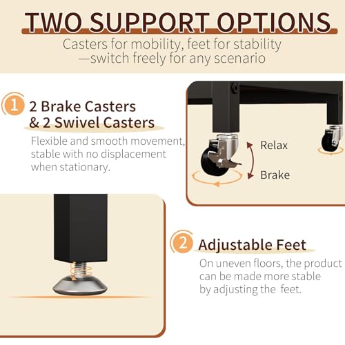 Rustic 3-Tier Adjustable Microwave Cart with Power Outlet and Casters - Brown
