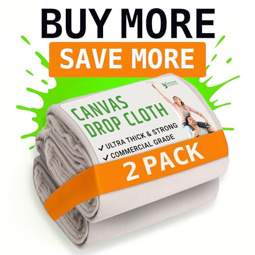 All Purpose Canvas Drop Cloth - Heavy Duty 12x15 ft Reusable Floor & Surface Protector - Green Lifestyle