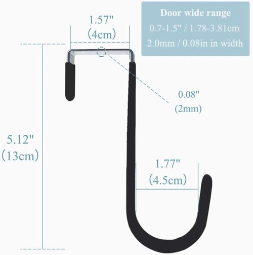 Czhotg Black Wreath Hanger - Strong Bearing Fall Wreath Christmas Halloween Decorations Carbon Steel Wreath Door Hook 5" Height Wreath Hangers, Front Door Metal Over The Door Single Hook, Home Décor