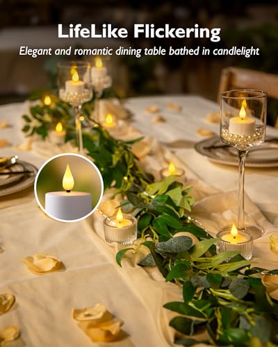 Rechargeable Tea Light Candles with Remote & Timer - Warm White, 12 Pack
