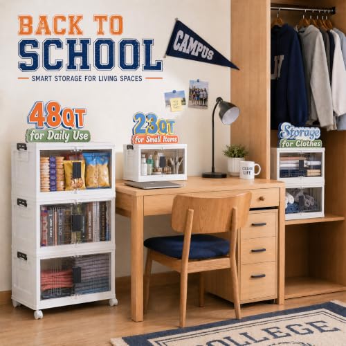 OlarHike 23QT White Storage Bins with Lids - 3 Pack, Closet & Home Organization