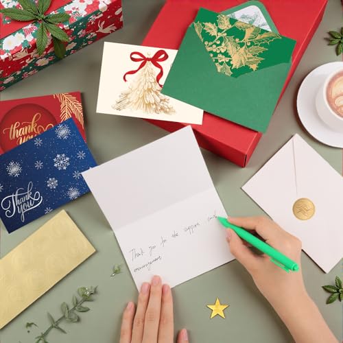 50 Pack Christmas Thank You Cards with Envelopes and Stickers, 5