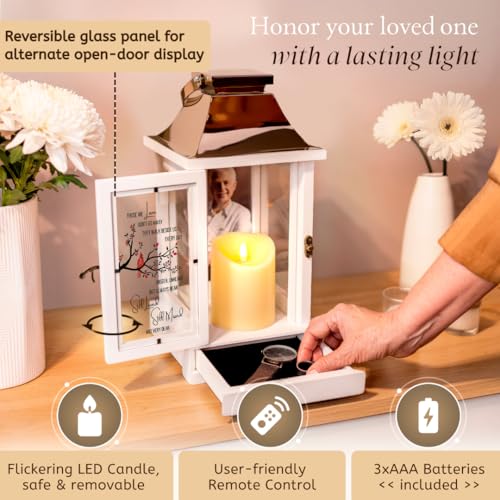 Memorial Lantern with Photo Frame & Keepsake Drawer - Copper | Sympathy Gift