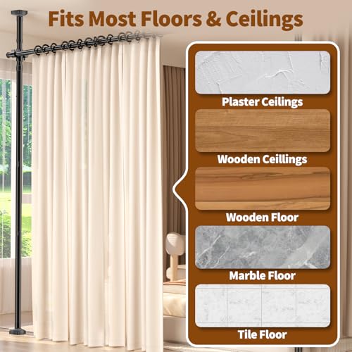 Daurore Paw Black Room Divider Curtain Rod 28-140 Inch No-Drill Adjustable