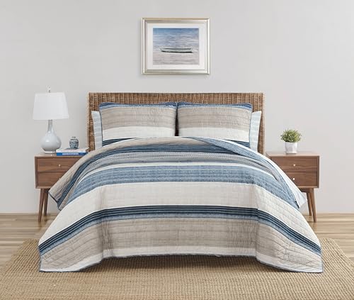 Queen Quilt Set with Shams - Ridgeport Denim, Lightweight Cotton Bedding