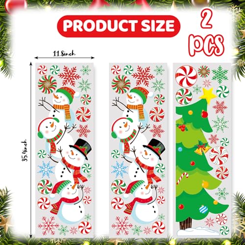 JarThenaAMCS Christmas Door Stickers Snowman Xmas Tree Wall Decals Holiday Decor 2 Rolls
