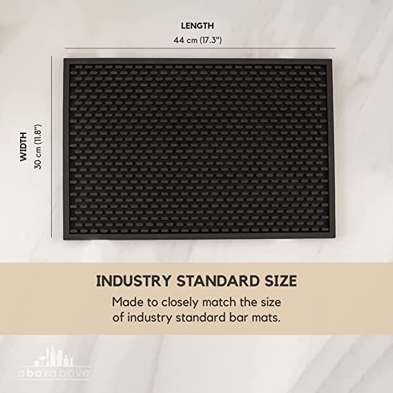 A Bar Above Heavy Duty Silicone Bar Mat Pack of 3 - Black, 12x18 Inches
