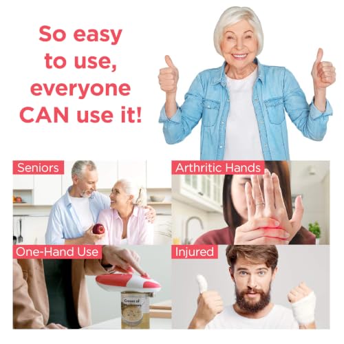 Electric Can Opener Battery Operated - Effortless One-Touch Kitchen Tool, Red