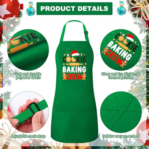 Suhine Kids Green Christmas Aprons with Pockets - Set of 4