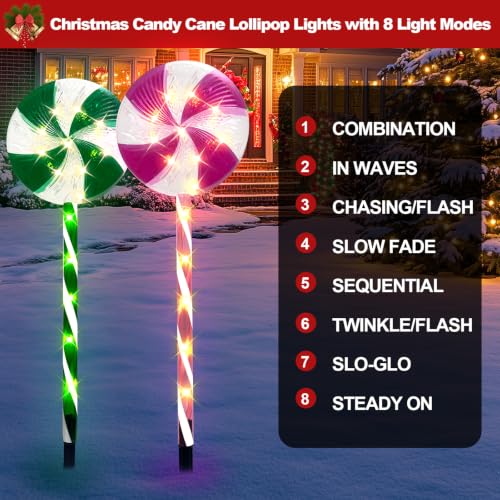 SOLRETHM 23-Inch Lollipop Solar Lights 5-Pack | 8 Modes Warm White Pathway Lawn Decor
