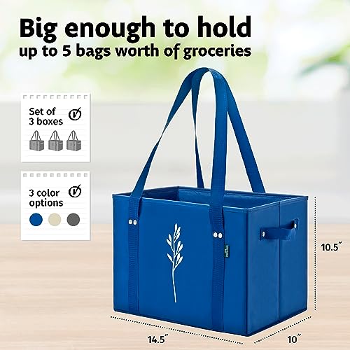 Gray Reusable Grocery Bags 3 Pack - Heavy Duty Eco-Friendly Tote for Shopping