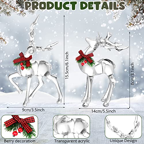 Bucherry 2-Pack Christmas Acrylic Reindeer Figurines - Basic Style Holiday Decor