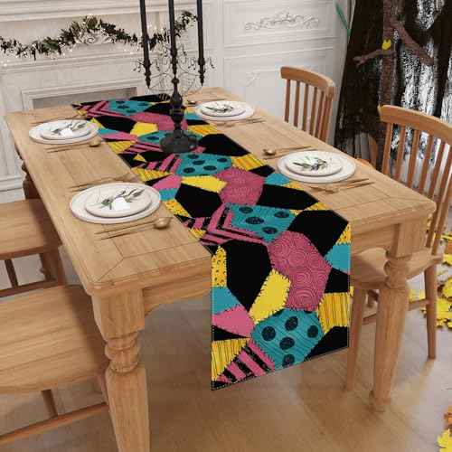 Linen Halloween Table Runner 72 Inches Long, Halloween Home Kitchen Dining Room Table Decor, Christmas Xmas Winter Holiday Decorations and Supplies for Home