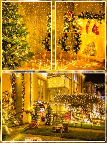YIQU Warm White 200 LED Extendable Christmas String Lights Indoor Outdoor 75.8FT