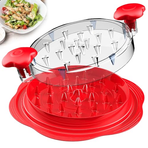 SURETIVIAN Chicken Shredder Large Chicken Breast Shredder Tool Twist with Brush&Fork, Visible Meat Shredder Machine, Strong Anti-Slip Strip, Ergonomic Handle, BPA Free, Suitable for Pork Beef Chicken