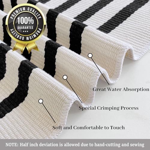 Beige Striped Indoor Washable Rug 3x5 ft Front Door Entryway Mat - Light Beige & Black Stripe