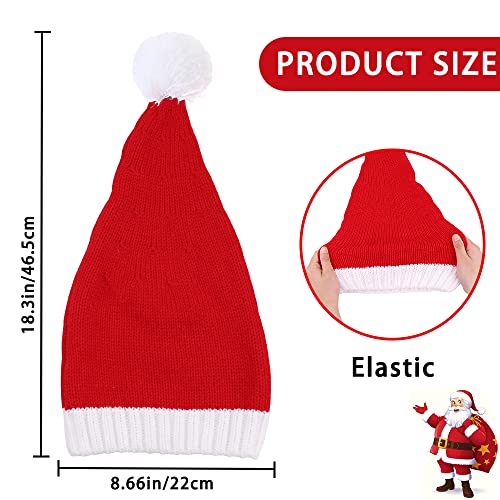 DIYDEC 2PACK Santa Hat, Red Christmas Knitted Santa Claus Hat for Adults Kid Warm Xmas Holiday Beanie Hats for Christmas