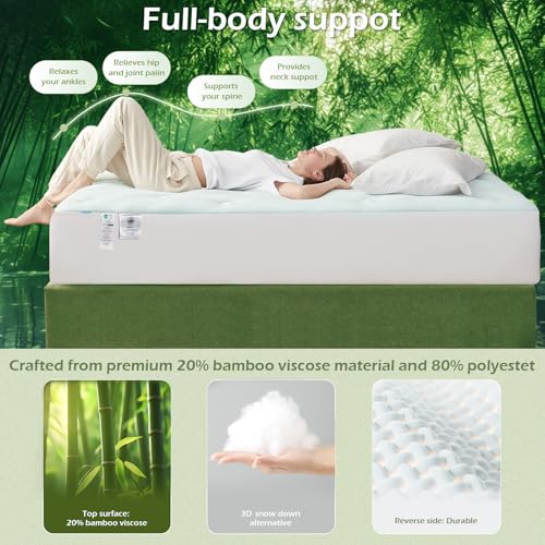 Hansleep White Twin XL Mattress Topper 1.5 Inch Memory Foam College Dorm