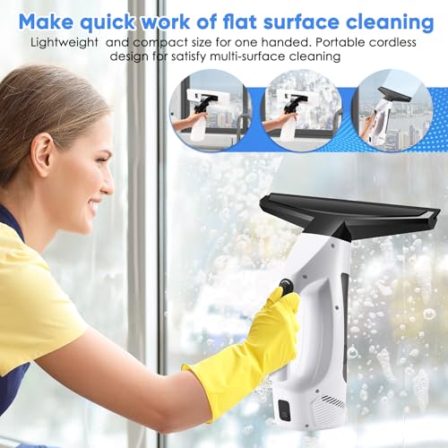 Oqioprd White Cordless Window Vacuum Squeegee 3-in-1 Electric Cleaner with 2200Pa Suction