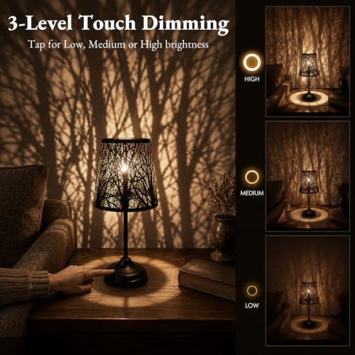 Touch Table Lamp with Tree Shadow Projection - 3-Level Dimmable, Touch Control