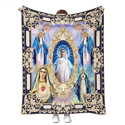 Ultra Soft Virgin Mary Blanket Microfiber Our Lady of Guadalupe Throw Blanket Warm Cozy Flannel Prayer Christian Blankets for Women Religious Catholic Gifts for Women Man 40'' x 50'' (Virgen Maria 01)