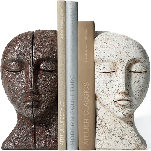 Heavy Duty Decorative Bookends for Heavy Books - Modern Sculptural Shelf Accessories