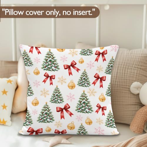 Lengues Christmas Red Bow Pillow Covers 18x18 Set of 2 Xmas-16