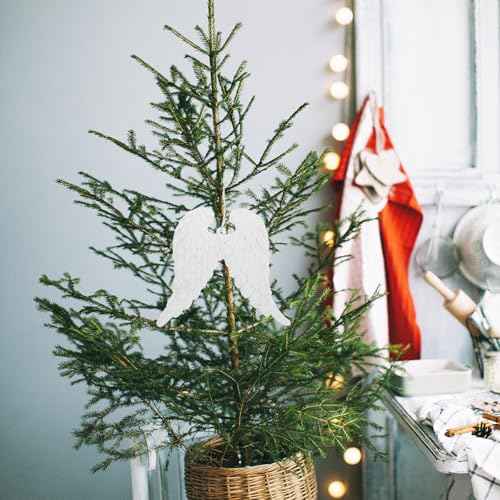 3pcs Christmas Ornaments Angel Wings White Angel Wings Ornament Xmas Party Plastic for Home Decor