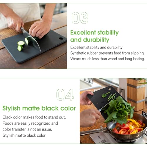 Noboda Matte Black Rubber Cutting Board Large 14.6 x 9.4 Inches Japan