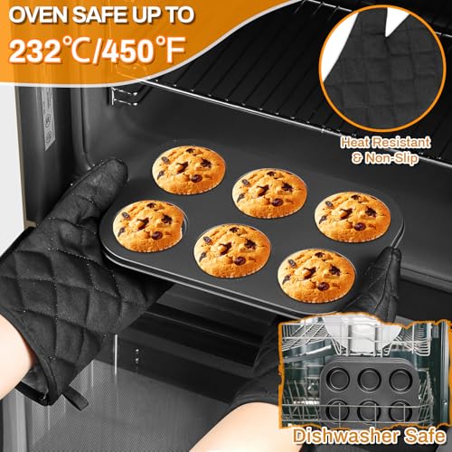Gymdin Charcoal Nonstick Bakeware Set 12 pcs Carbon Steel Baking Pan Set with Cooling Rack & Oven Mitts