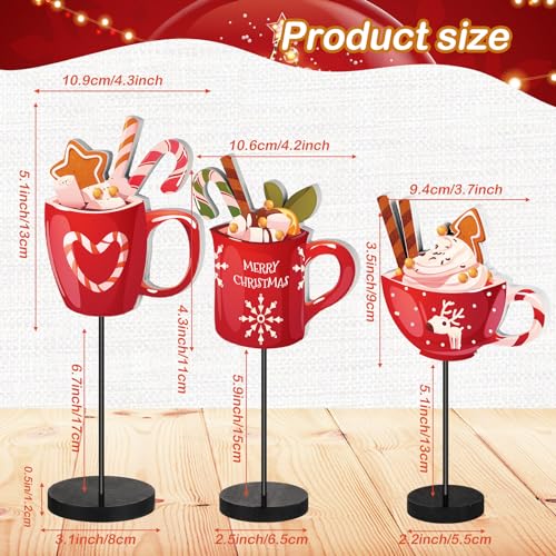 Geetery 3 Pcs Christmas Hot Chocolate Wooden Table Decor Signs