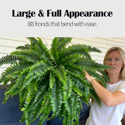 Large Artificial Boston Fern Plant - 47 Inch Faux Bush with 88 Branches, Indoor & Outdoor Decor