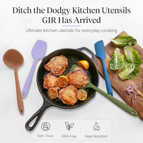 Silicone Kitchen Utensils Set - 5-Piece Mediterranean Cooking Tools - Heat-Resistant & Dishwasher Safe