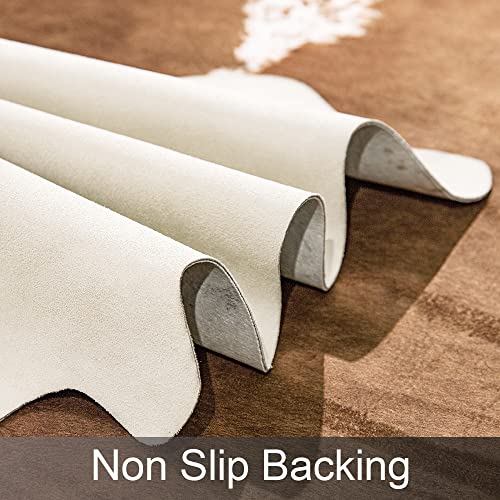 Faux Cowhide Rug Brown Cow Print Area Rug 4'7 x 5'2 Irregular Large Animal Floor Covering