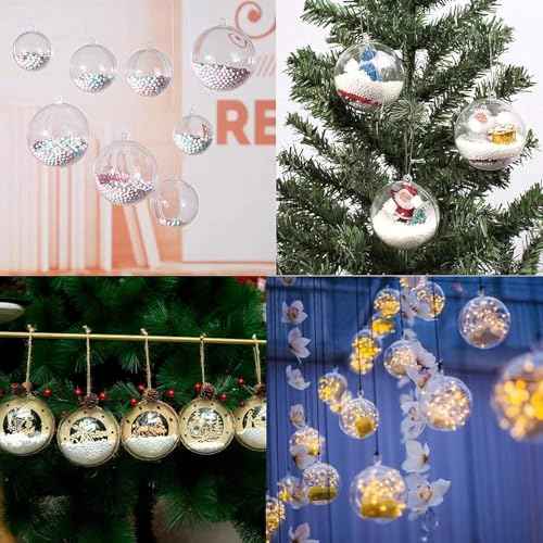 10 Pcs Christmas Fillable Ornaments Ball - 3.14'' Clear Plastic Ornaments DIY Craft Transparent Ball for Christmas Halloween Wedding Xmas Holiday Party Tree Decor Home 80mm (3.14''/80mm)