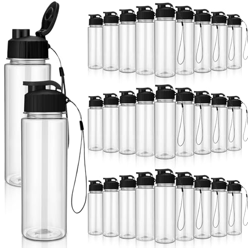 Mifoci 72 Pack Clear & Black 17 oz Reusable Water Bottles Bulk with Flip Top Caps